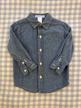 Janie and Jack Denim-Style Button-Down Shirt in Blue